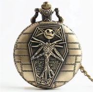 Vintage bronze pocket watch Skeleton Skeleton pre-Christmas quartz pocket watch FOB Chain Gift for men and women