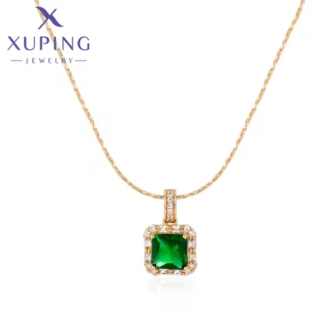 Xuping Jewelry New Arrival Charm Square Pendant Necklace for Women Girls Exquisite Party Gift X00078
