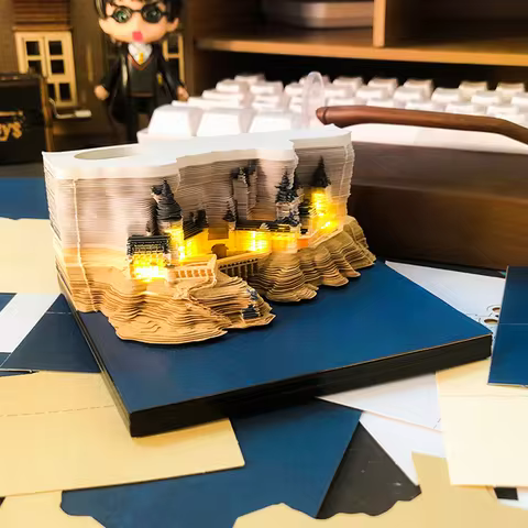 Omoshiroi Block 3D Calendar 2025 Notepad 3D Memo Pad Castle Sticky Note 3D Art Notes Block Office Ac