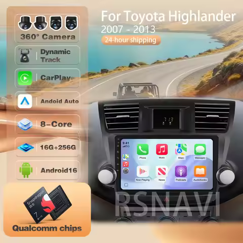 For Toyota Highlander 2 XU40 2007 - 2013 Carplay Auto Car Radio Multimedia Player steering wheel con