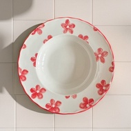 MERAH Aesthetic Red Flower Pasta Plate Aesthetic Red Flower Pasta Plate/ Aesthetic Flower Motif Plat