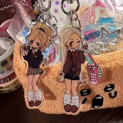 Anime Gyaru Gal Cosplay Keychain Keyring Kawaii JK Lolita Girls Students Acrylic Key Chain 2Pcs/set