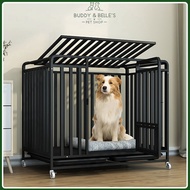 Mobile Upgraded Six-sided Square Tube Dog Cage Large Sangkar Anjing Besar With Tray Pet Cage Indoor Dog House