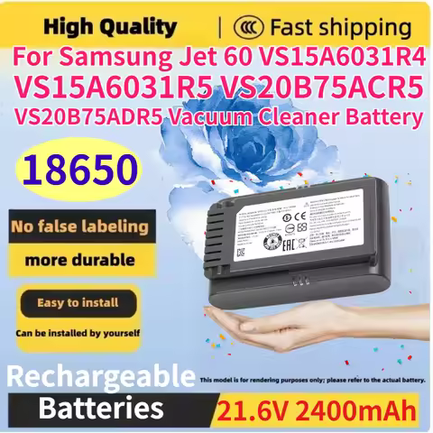 New 2400mAh Vacuum Cleaner Battery for Samsung Jet 60 VS15A6031R4 VS15A6031R5 VS20B75ACR5 VS20B75ADR
