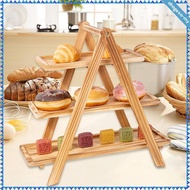 [AhagexaMY] Wood 3 Tier Serving Tray Tiered Serving Stand Dessert Stand 3 Tier Cupcake Stand for Foo