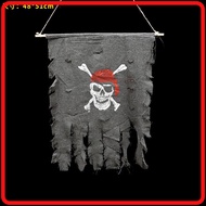 Halloween Bar, haunted house, pirate flag, skull, ghost head props, flag hanging party, haunted hous