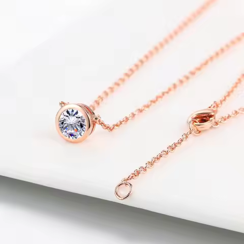 ZHOUYANG Necklace For Women Simple Style Cubic Zirconia Pendant Necklace Rose Gold Color Fashion Jew