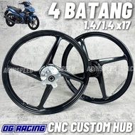 4 BATANG CUSTOM SPORT RIM 1.4/1.4x17 Y15ZR Y16ZR LC135 BLACK GOLD SIAP TAPAK SPEEDO/ 4 BATANG RIM y1