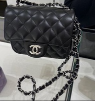 Chanel classic flap cf mini square 17cm black silver