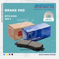 AKEBONO Original Brake Pad Myvi D20N 2018 Gen 3 Brek Perodua Daihatsu 04465-BZ230 04465-20R01