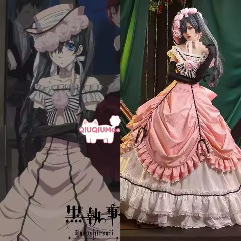 Black Butler Cosplay Robin Costume Anime Ciel Phantomhive Role Playing Lolita Pink Dress Outfit Forw