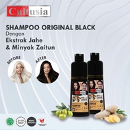 HITAM Cultusia Black Shampoo | Coloring Shampoo Original Black With Ginger Extract &amp; Olive Oil 160mL