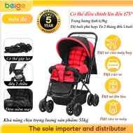 xe đẩy gấp gọn cho bé Beige,Đẩy 2 chiều mũ chống nắng mưa bao phủ toàn bộ