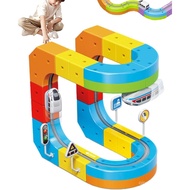 Clickrail Electric Train Set Flexible Race Track, 88 PCS Click Rail Track Toy, Gravity-Defying 3D Em