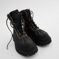 全新 ZARA 橡膠化明線厚底鞋  踝靴 靴子 厚底鞋 橡膠 雨鞋 雨靴 厚底 工裝風 休閒鞋