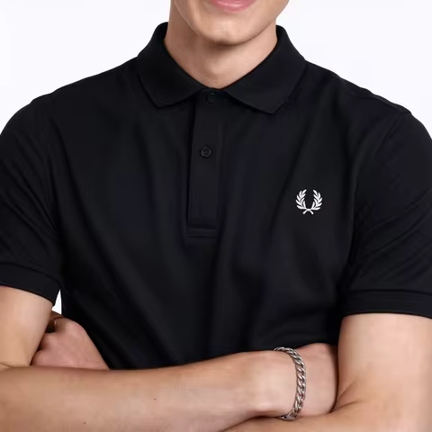 Fred Perry Embroidered POLO Men's FP Nano Small Collar Quick Dry Collar Solid Color Short Sleeve Bus