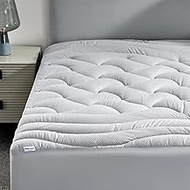 SLEEP ZONE Cooling Twin Mattress Topper for Single Bed, Premium Zoned Quilted Mattress Pad, Fitted M