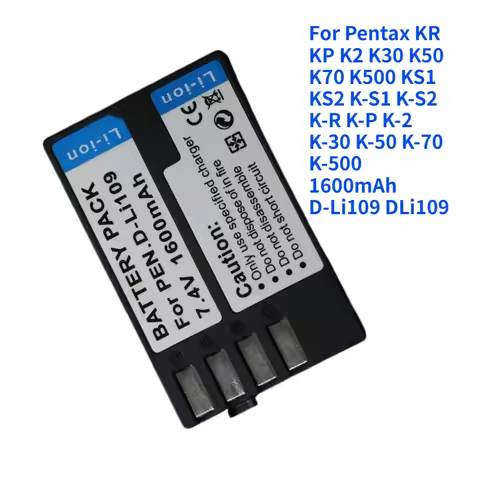1600mAh D-Li109 DLi109 Battery For Pentax KR KP K2 K30 K50 K70 K500 KS1 KS2 K-S1 K-S2 K-R K-P K-2 K-