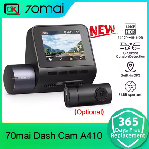 New 70mai Dash Cam A410 1440P 2.5K Image F1.55 Dual-Channel Supported GPS Night Vision 24H Parking U