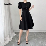 (NEW) Lovito Elegant Dress Zipper Spring/summer Black Dress for Women L152LD075 (NEW) Lovito Gaun Zi