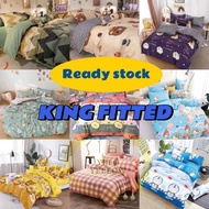 YELO Premium Cotton 4in1 King Bedsheet / King Fitted Set/ King Size Cute Bedsheet/ King Cadar 6x6