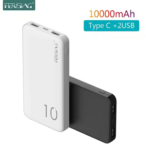 FERISING Dual USB + Type C Power Bank 10000mAh PowerBank 10000 mAh Charger Portable External Battery