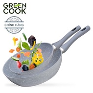 Bộ 2 chảo chống dính đáy từ vân đá size 22-26cm Green Cook GCP02 - Hàng chính hãng greenco