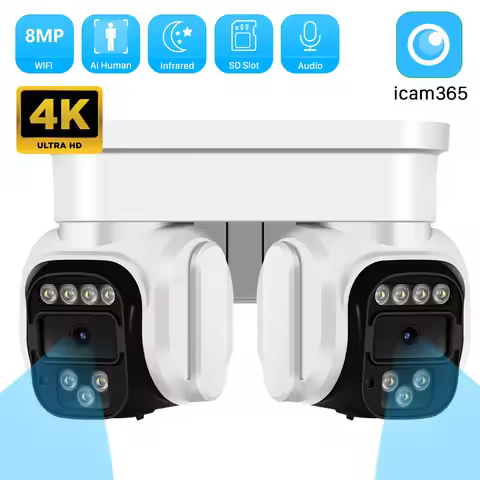 8MP HD Dual Camera Wifi 10X Digital Zoom AI Human Detection Audio PTZ IP Camera Color Night Vision C