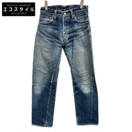 กางเกงยีนส์ EVISU สีน้ำเงิน กระดุมหน้า ขนาด 32x35【สินค้ามือสอง】