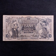 Uang Kuno 10 Gulden Wayang ttd Waveren Tahun 1938 - RZ 01279