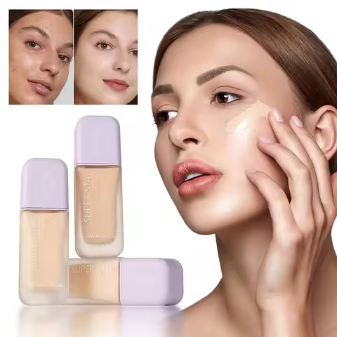 High Coverage Liquid Face Makeup Foundation Skin Dewy Glow Luminous Finish Lightweight Foundation fo