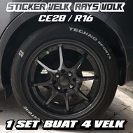 Stiker Velg RAYS VOLK CE28/R16 Satu Set Material Bahan ORACAL Tahan Air Panas Serta Tahan Cuaca
