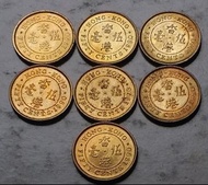 香港1990年5毫硬幣共7枚 (品相實物如圖，有原光)