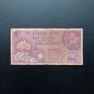 Uang Kertas Kuno 5 Rupiah Gulden 1946 Seri Federal TP75dm