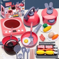 51 PCS Kids Kitchen Pretend Play Toys, Cooking Play Set with Sound and Light,Including BBQ, Play Foo