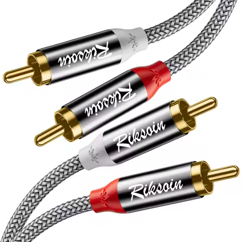 RIKSOIN 2RCA Cable, 2-RCA Male to 2-RCA Male Subwoofer Audio Hi-Fi Sound, for HDTVs, Home Theater, H