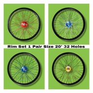 RIM SET#20 FOR BMX-LADY BIKE MINI MOUNTAIN BIKE SOLD AS PAIR ALLOY HUB (REAR AND FRONT)