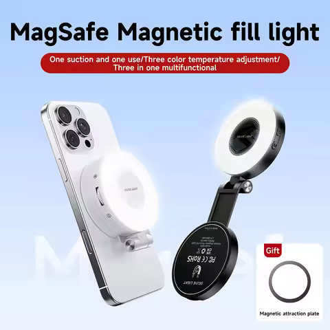 Magnetic Selfie Light Compatible with MagSafe iPhone&Android Phone Light with a Mirror 360° Folding