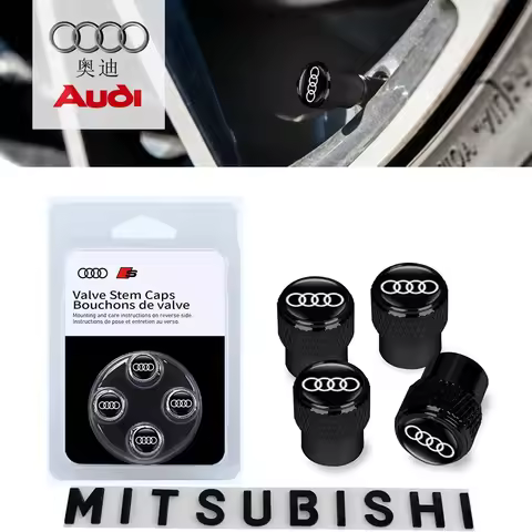 4Pcs Car Tire Valve Stems Cap Knurling Style Tire Valve Cap Sticker for Audi RS6 Q5 C7 Sline A3 A4 B