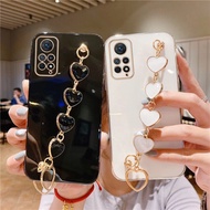 Fashion Plating Love Heart Bracelet Chain Case For Xiaomi Redmi Note 11 Pro Global Shockproof Case Cover For Xiaomi Redmi Note 11 Pro Note11 Pro Plus 5G