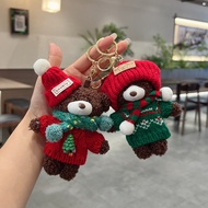 Christmas Plush Bear Pendant Cute Duffy Bear Keychain Christmas Couple Gift Cartoon Doll Bag Pendant