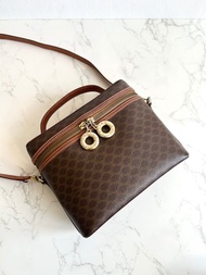 絕版古董包 Celine咖啡色老花甜甜圈盒子包 斜背包 側背包 單肩包