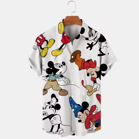 2023 3D Printed Disney Donald Duck Mickey Mouse Floral Shirt Men's Shirt Summer Fashion Trend Vintag