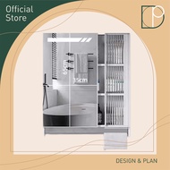 Design Plan Bathroom Wall-Mounted Glass Door Smart LED Mirror Cabinet With Handle