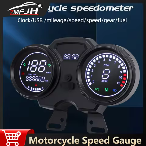 Motorcycle Digital Speedometer Tachometer Gauge LCD Dashboard For Suzuki GN125 Speed Meter RPM Fuel 
