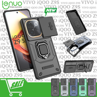 Lenuo Sliding Camera Cover For vivo iQOO Z9s Pro Z9X Phone Case with Ring Stand and Shockproof Bumpe