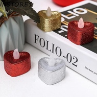 INSTORE1 12Pcs Flameless Candles, Glitter Night Light Love Heart LED Candles, Party Decoration Battery-Power Artificial Heart-shaped Electronic Candle Christmas