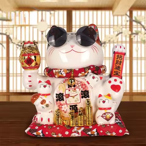 11 Inch Lucky Cat Accessories Shop Cashier Decorations Home Living Room Creative Gifts Rocker Lucky 