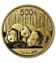 全新2013年熊貓金幣一盎司的999純金鑄成，法定貨幣面值為500元 $20000起回收