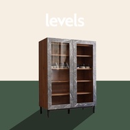 VHIVE Stella Glass Display Shoe Cabinet (Walnut Storage Cupboard)